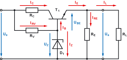 Spannungsstabilisierung mit Z-Diode und Transistor ...